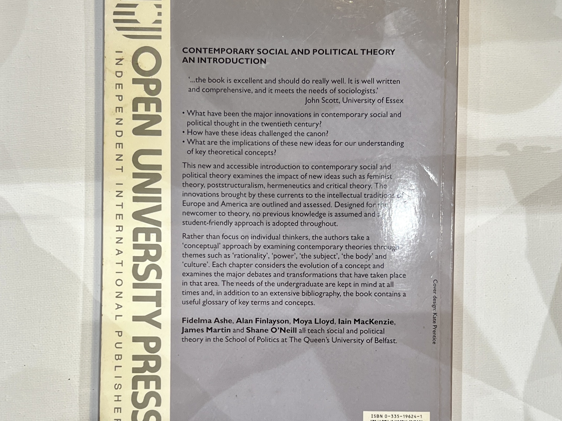 Contemporary Social and Political Theory back cover